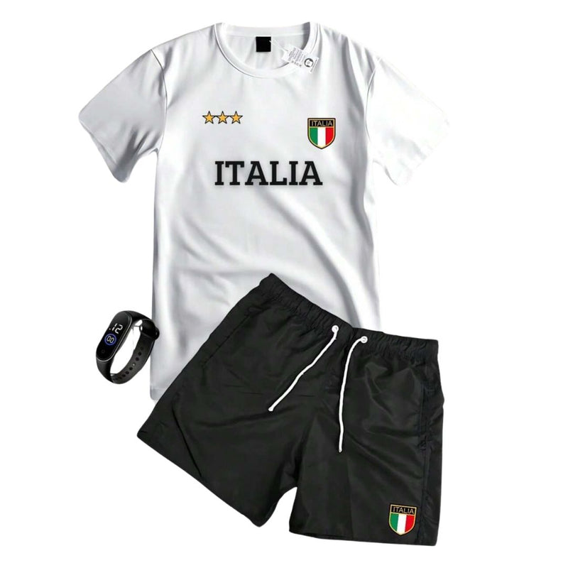 Conjunto Masculino Camiseta Shorts - Italia + Relogio de Brinde | Dom Conrado