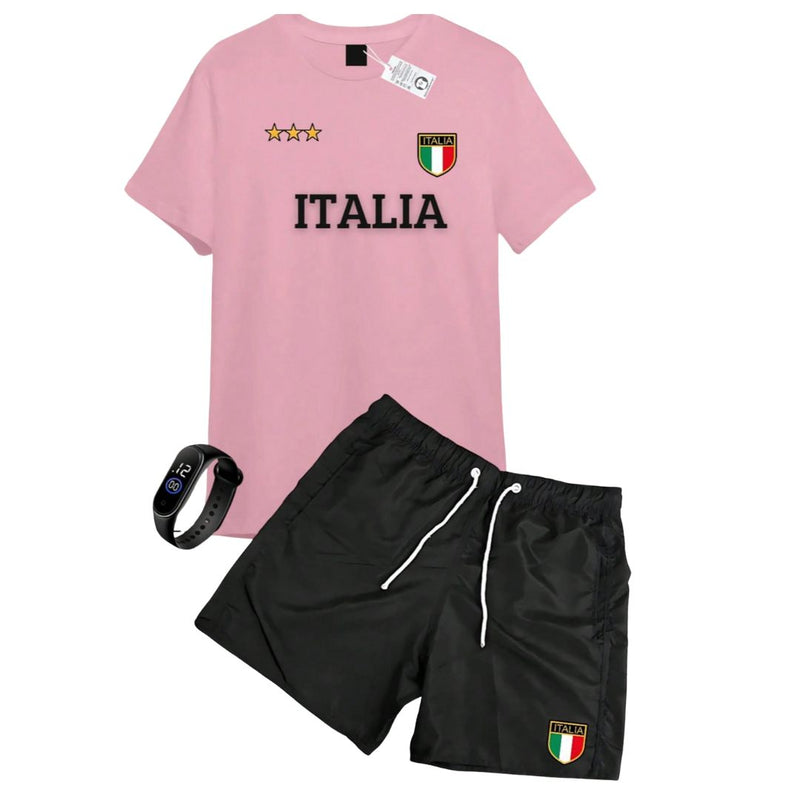 Conjunto Masculino Camiseta Shorts - Italia + Relogio de Brinde | Dom Conrado