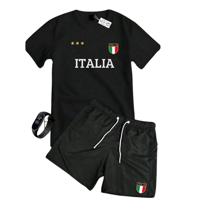 Conjunto Masculino Camiseta Shorts - Italia + Relogio de Brinde | Dom Conrado