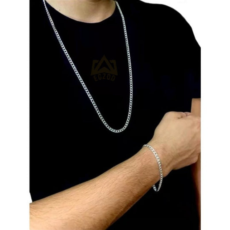 Corrente Cordão com Pulseira Banhado a Prata 925 - Dom Conrado