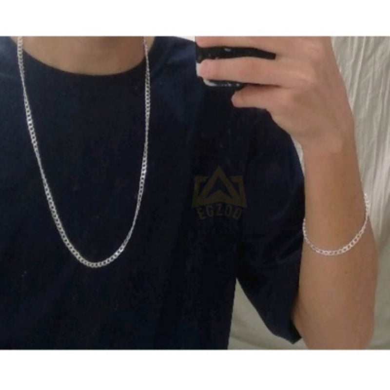 Corrente Cordão com Pulseira Banhado a Prata 925 - Dom Conrado
