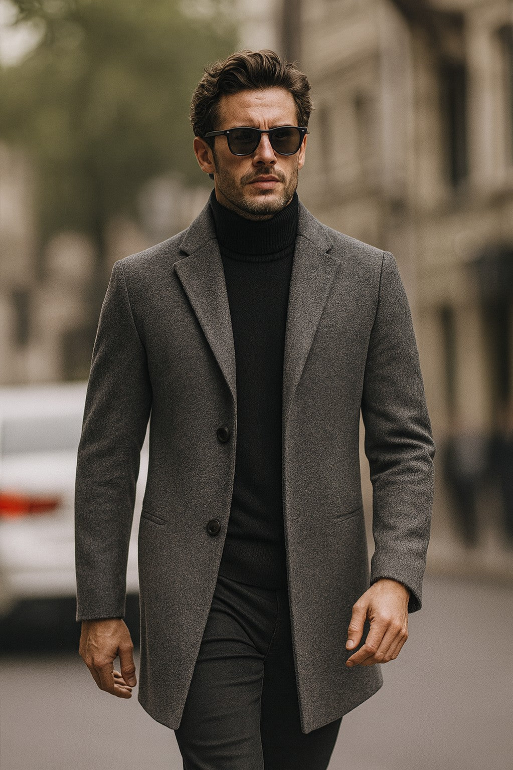 Jaqueta Sobretudo Slim Masculino Textura Lã - Modelo Kendrick - Dom Conrado