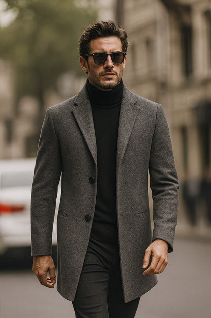 Jaqueta Sobretudo Slim Masculino Textura Lã - Modelo Kendrick - Dom Conrado