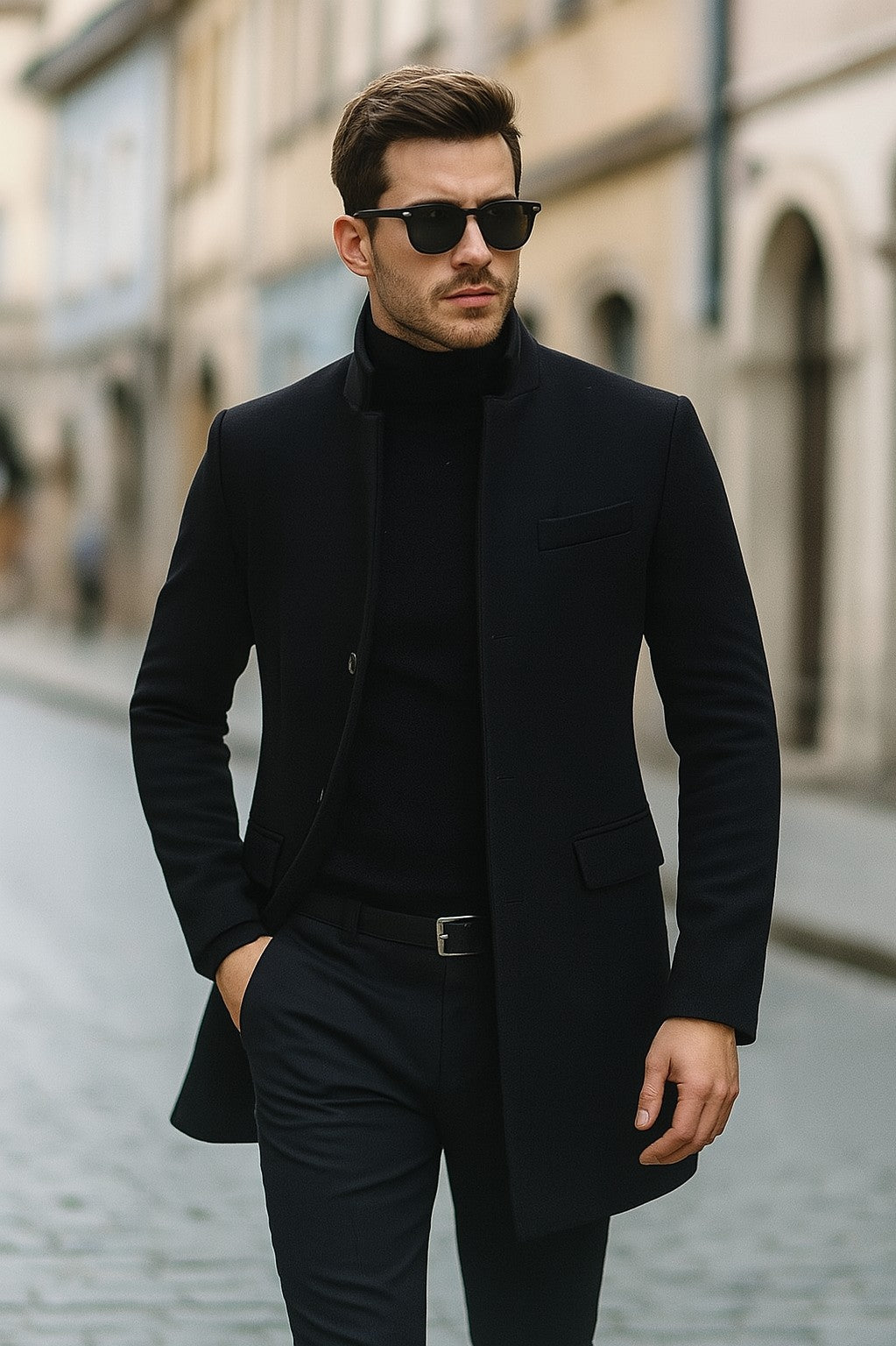 Jaqueta Sobretudo Slim Masculino Textura Lã - Modelo Kendrick - Dom Conrado