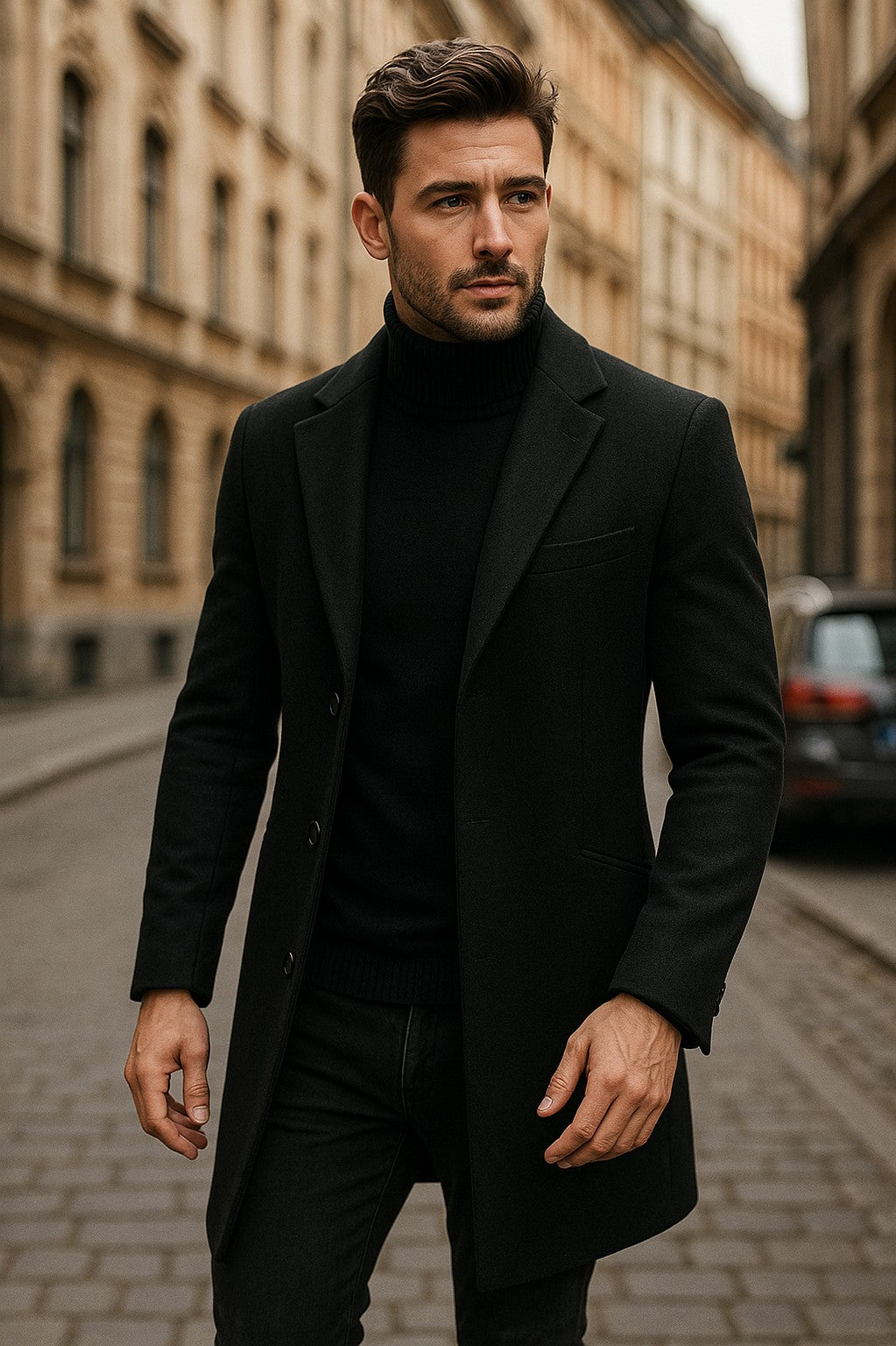 Jaqueta Sobretudo Slim Masculino Textura Lã - Modelo Kendrick - Dom Conrado