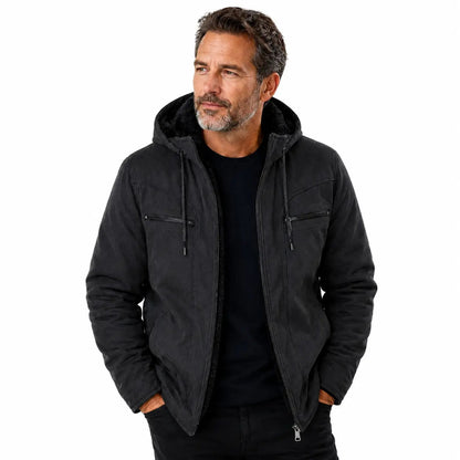 Jaqueta Sarja Masculina Peluciada com Capuz Removível - Hoddy