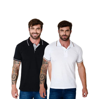 Kit 2 Camisas Polo Masculina Slim 100% Algodão - Dom Conrado