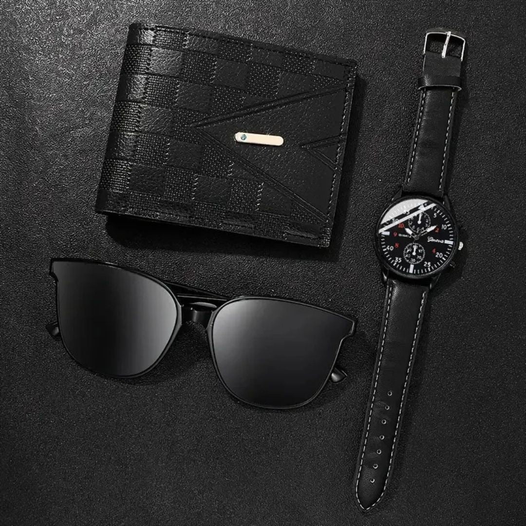 Kit Relógio, Carteira e Óculos de Sol Masculino - Giorgio