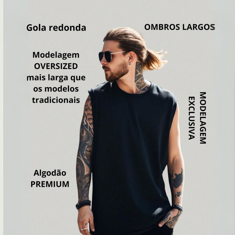 Kit 3 Regatas Oversized Masculina Treino Academia Praia Street - Dom Conrado
