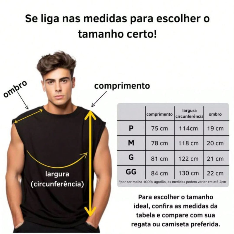 Kit 3 Regatas Oversized Masculina Treino Academia Praia Street - Dom Conrado