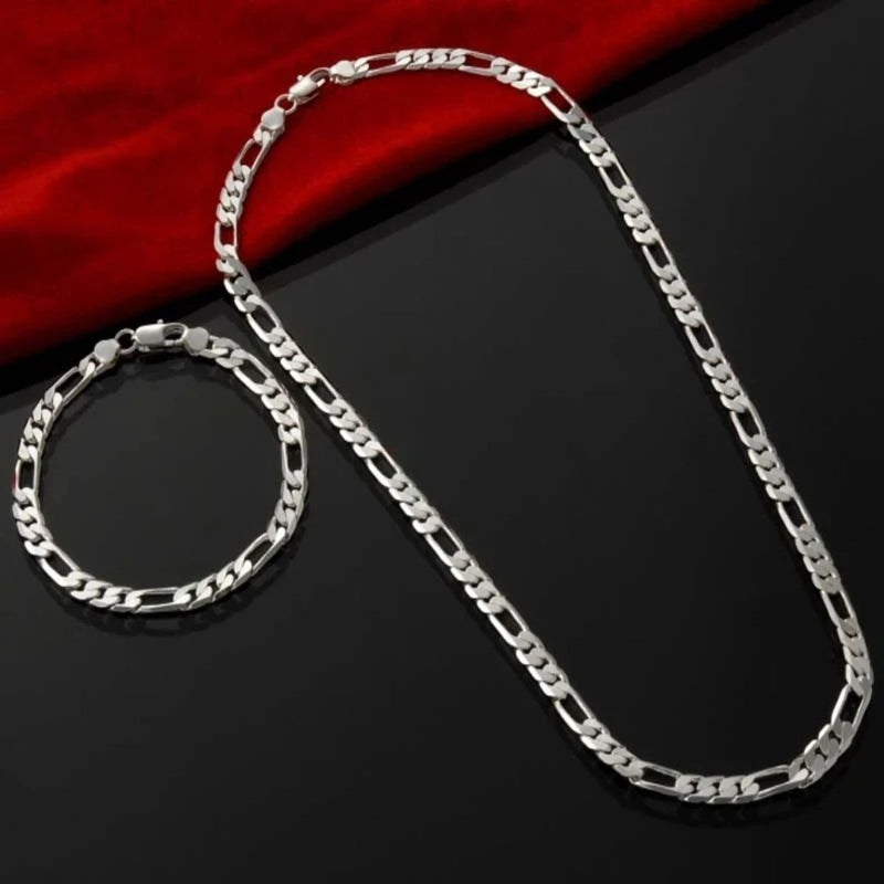 Kit Colar e Pulseira Masculina Prata 925 Sterling - Dom Conrado