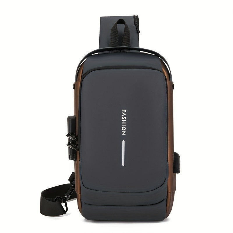 Mochila De Peito Masculina À Prova D'água Com Trava De Código USB - Dom Conrado
