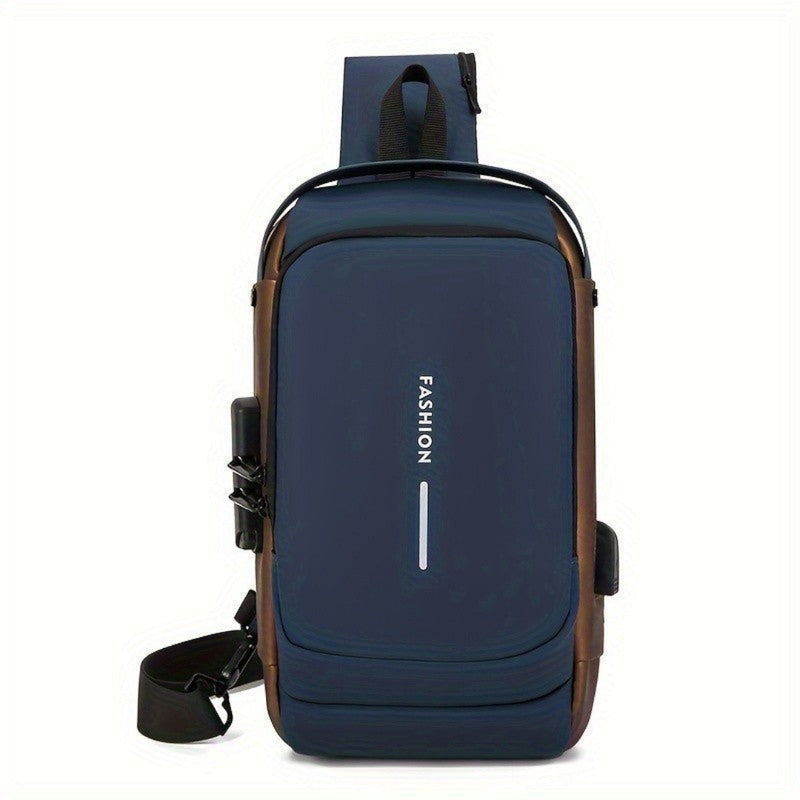 Mochila De Peito Masculina À Prova D'água Com Trava De Código USB - Dom Conrado