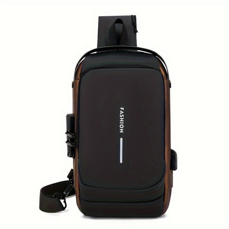 Mochila De Peito Masculina À Prova D'água Com Trava De Código USB - Dom Conrado