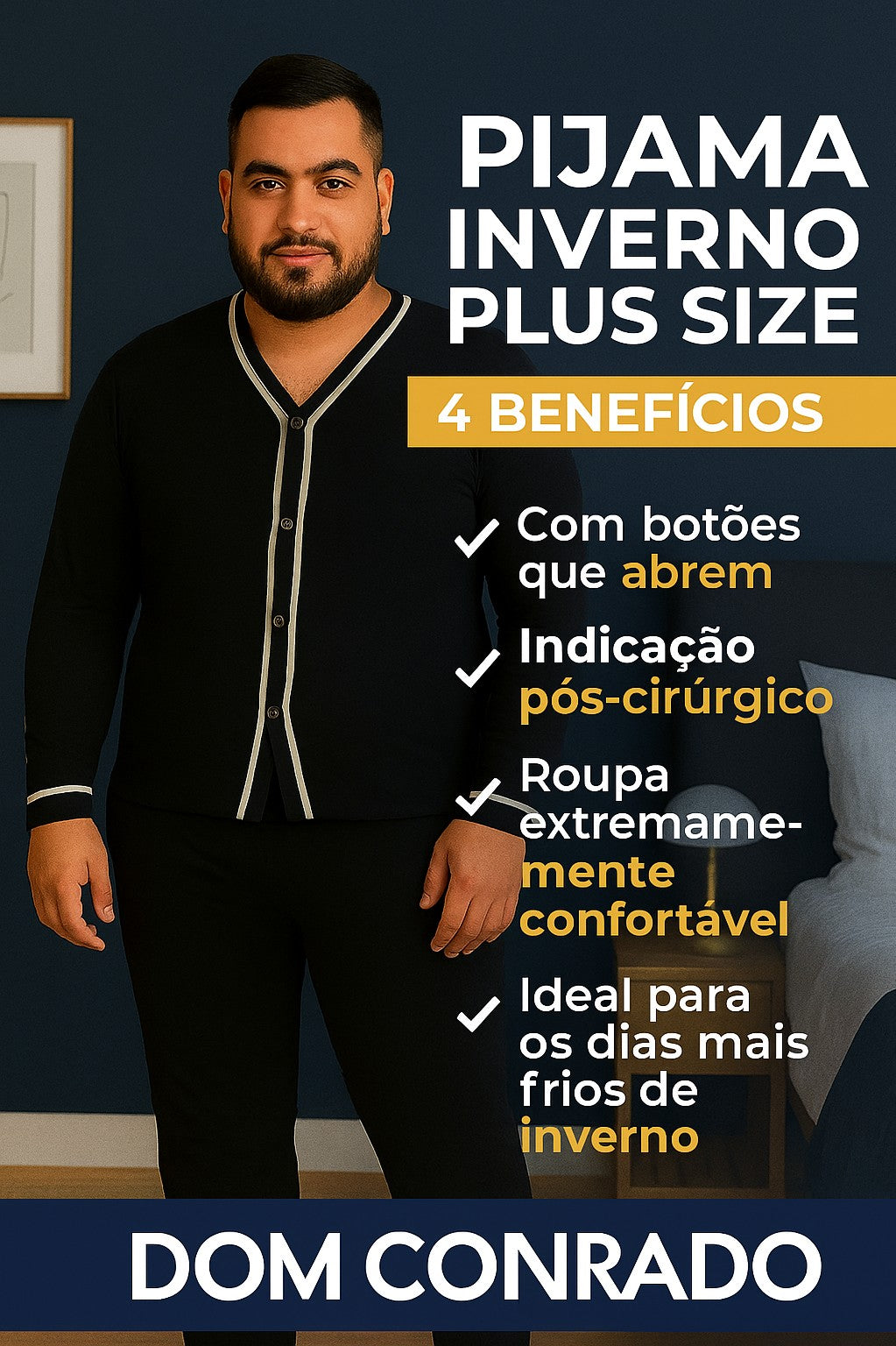 Pijama Inverno Masculino Conjunto Plus Size - Dom Conrado