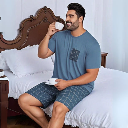 Pijama Masculino Plus Size Conjunto Camiseta e Shorts - Homem Conforto - Dom Conrado