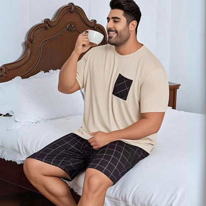 Pijama Masculino Plus Size Conjunto Camiseta e Shorts - Homem Conforto - Dom Conrado