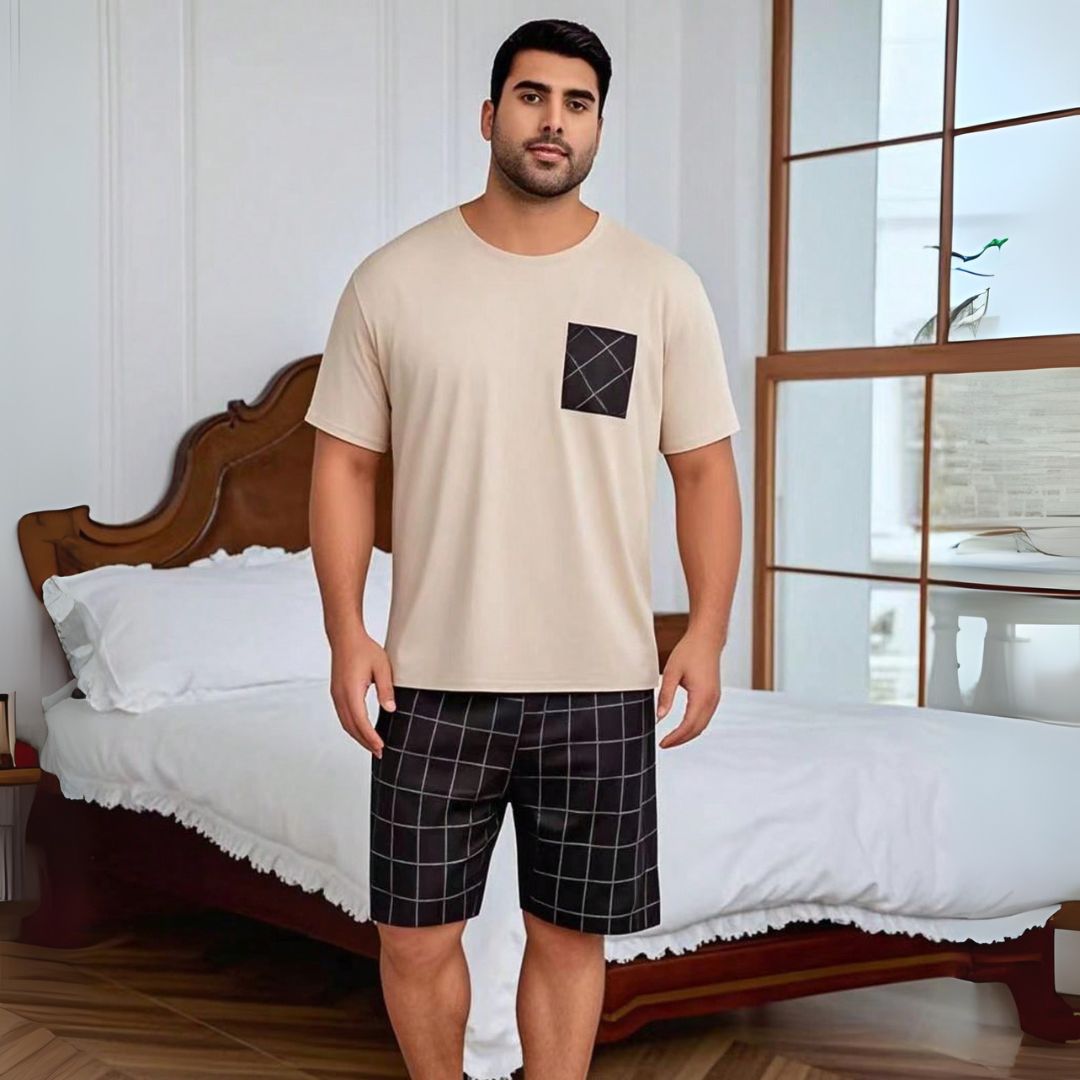 Pijama Masculino Plus Size Conjunto Camiseta e Shorts - Homem Conforto - Dom Conrado