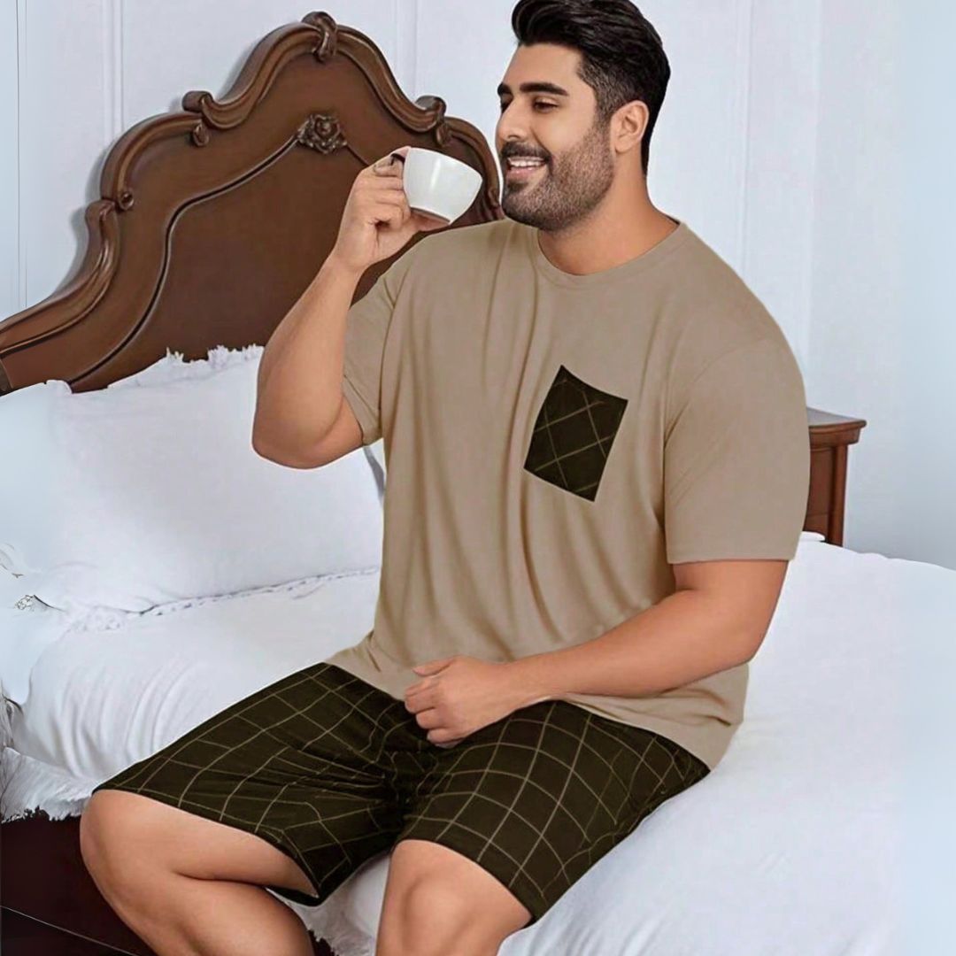 Pijama Masculino Plus Size Conjunto Camiseta e Shorts - Homem Conforto - Dom Conrado