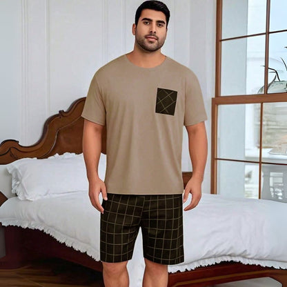 Pijama Masculino Plus Size Conjunto Camiseta e Shorts - Homem Conforto - Dom Conrado