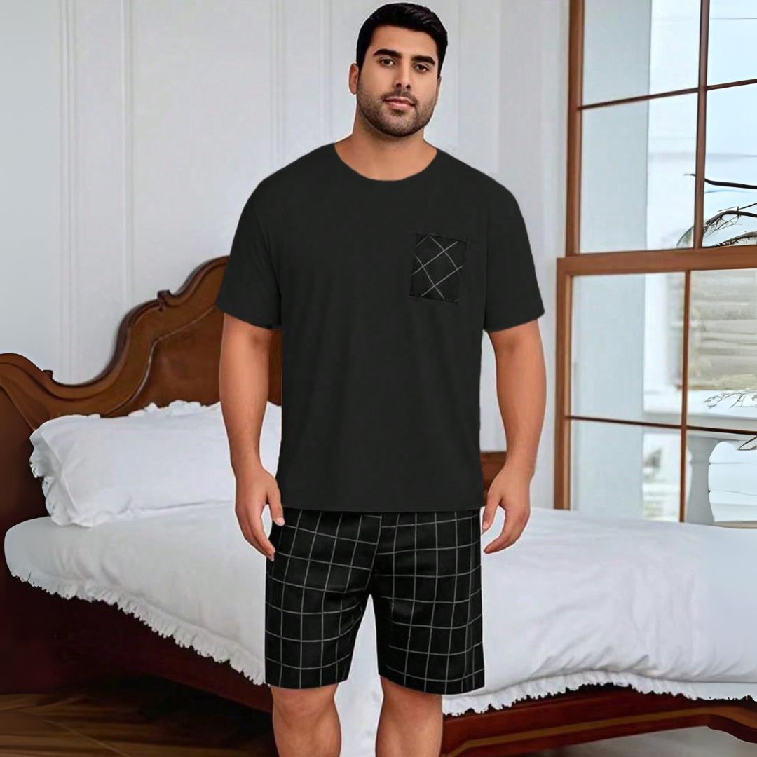 Pijama Masculino Plus Size Conjunto Camiseta e Shorts - Homem Conforto - Dom Conrado