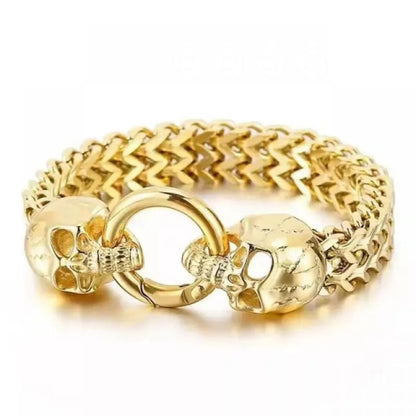 Pulseira Bracelete Masculino Caveira Aço Inox | Dom Conrado