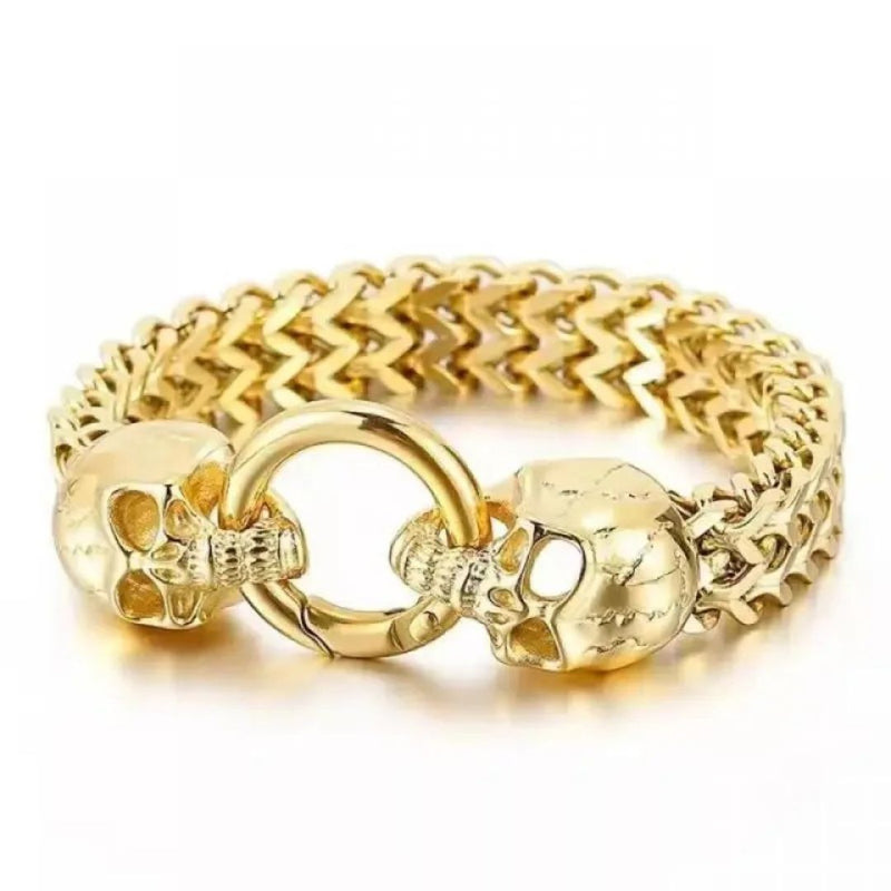 Pulseira Bracelete Masculino Caveira Aço Inox | Dom Conrado