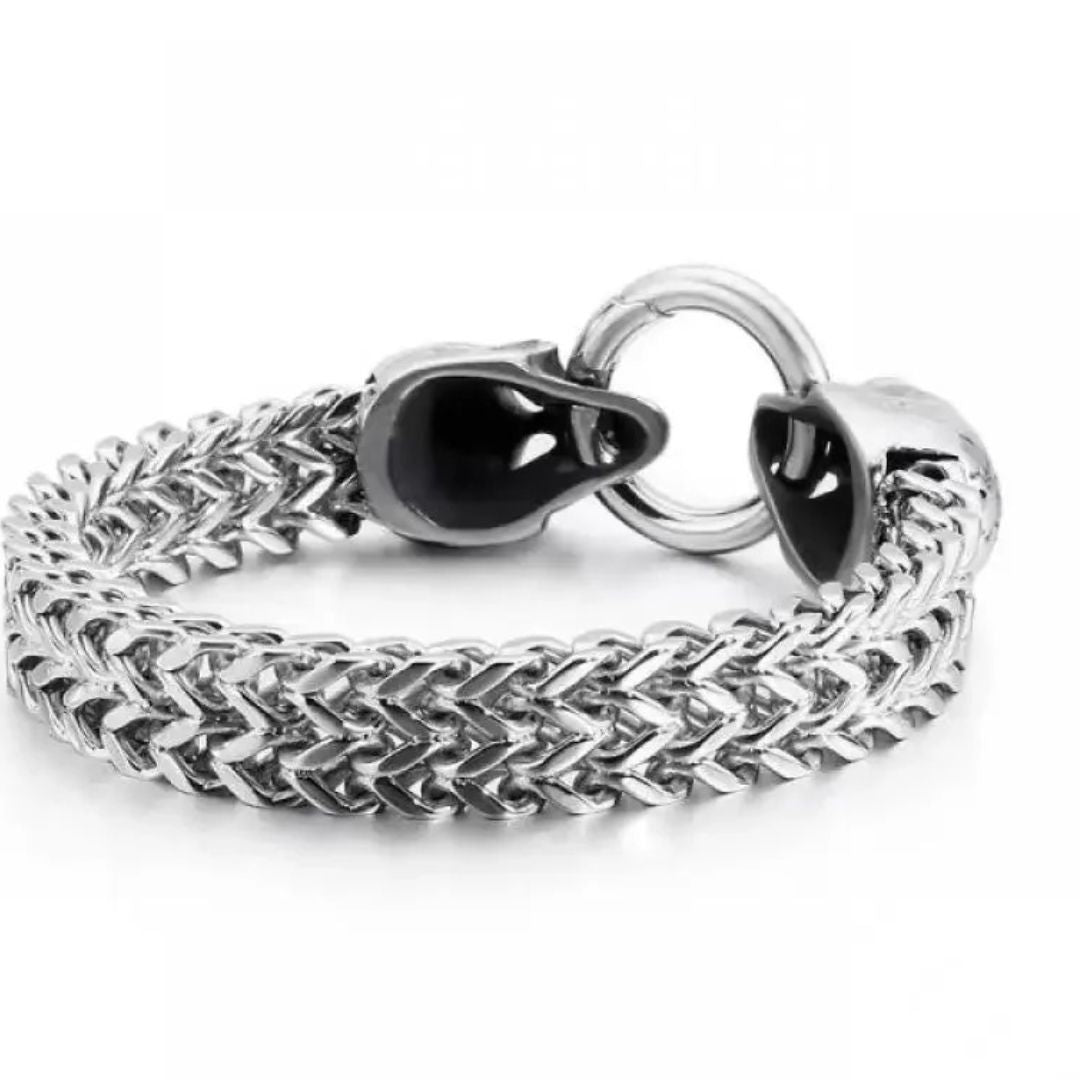 Pulseira Bracelete Masculino Caveira Aço Inox | Dom Conrado