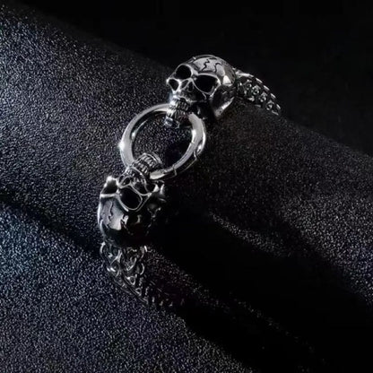 Pulseira Bracelete Masculino Caveira Aço Inox | Dom Conrado