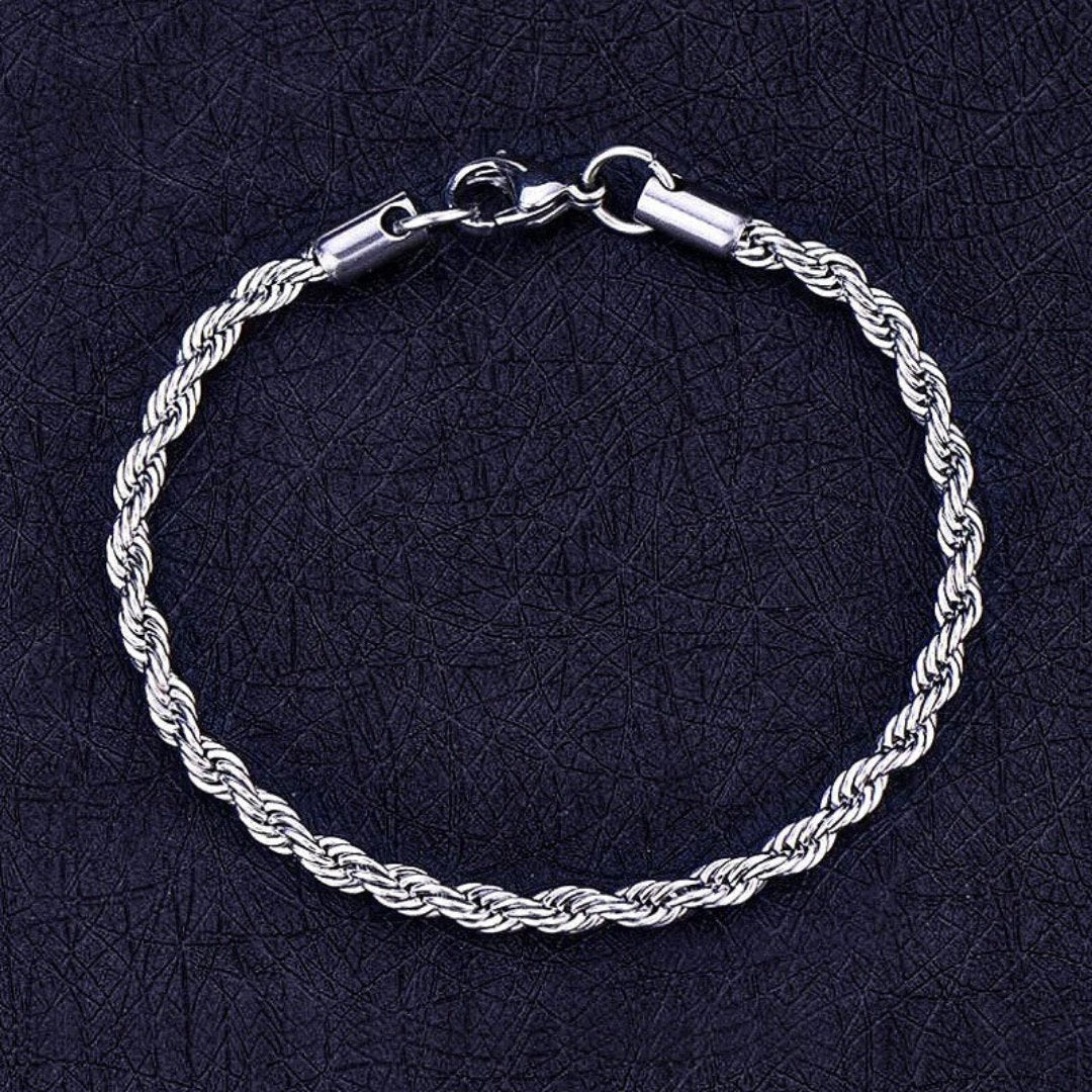 Pulseira Masculina Cordão Baiano em Aço Inox Anti Alérgico - Dom Conrado