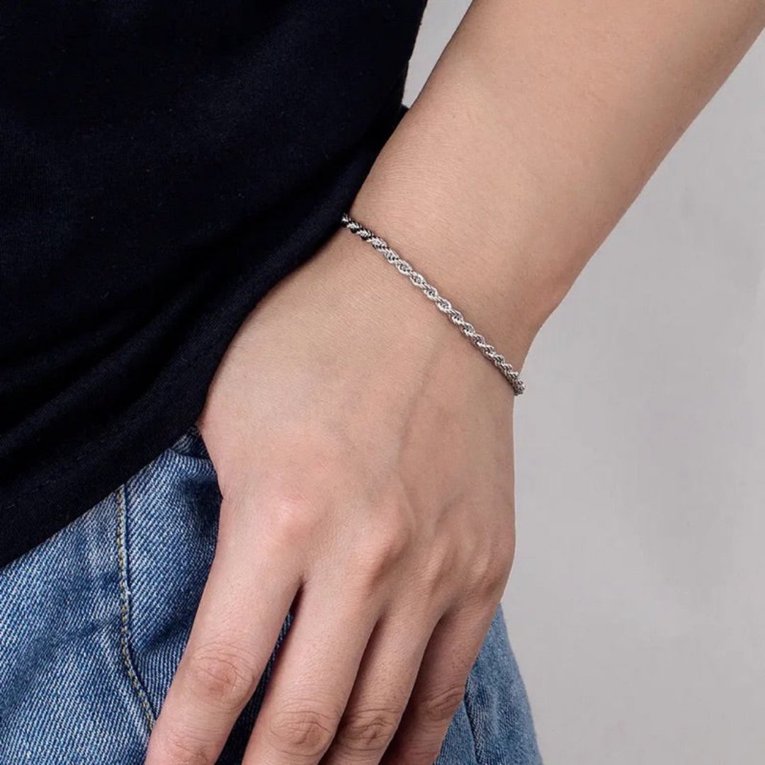 Pulseira Masculina Cordão Baiano em Aço Inox Anti Alérgico - Dom Conrado