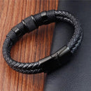 Pulseira Masculina Couro Genuíno com Aco Inoxidavel – Dom Conrado 