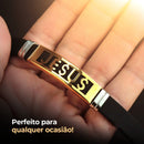 Pulseira Masculina Dourada de Silicone "Jesus" - Dom Conrado