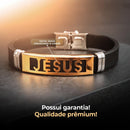 Pulseira Masculina Dourada de Silicone "Jesus" - Dom Conrado
