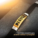 Pulseira Masculina Dourada de Silicone "Jesus" - Dom Conrado