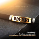 Pulseira Masculina Dourada de Silicone "Jesus" - Dom Conrado