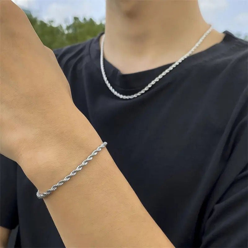 Pulseira Masculina Cordão Baiano em Aço Inox Anti Alérgico - Dom Conrado