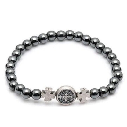 Pulseira Masculina São Bento Em Pedra De Hematita - Dom Conrado