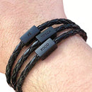 Pulseira Masculina de Couro - Forca, Foco e Fe - Dom Conrado