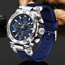 Relógio Masculino Digital Dual Display - Petrix | Correia de Silicone Azul | Dom Conrado