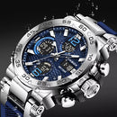 Relogio Masculino Digital Dual Display - Petrix | Correia de Silicone Azul | Dom Conrado