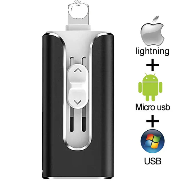 Pen Drive para Celular - MemoryCel - Expanda sua Memória até 128 GB - Entrada Android e Iphone inclusas