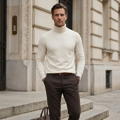 Suéter Masculino Gola Alta em Malha Fina Premium - Modelo Christian - Dom Conrado
