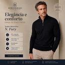 Suéter Masculino de Algodão com Gola Alta e Meio Zíper N. Fury
