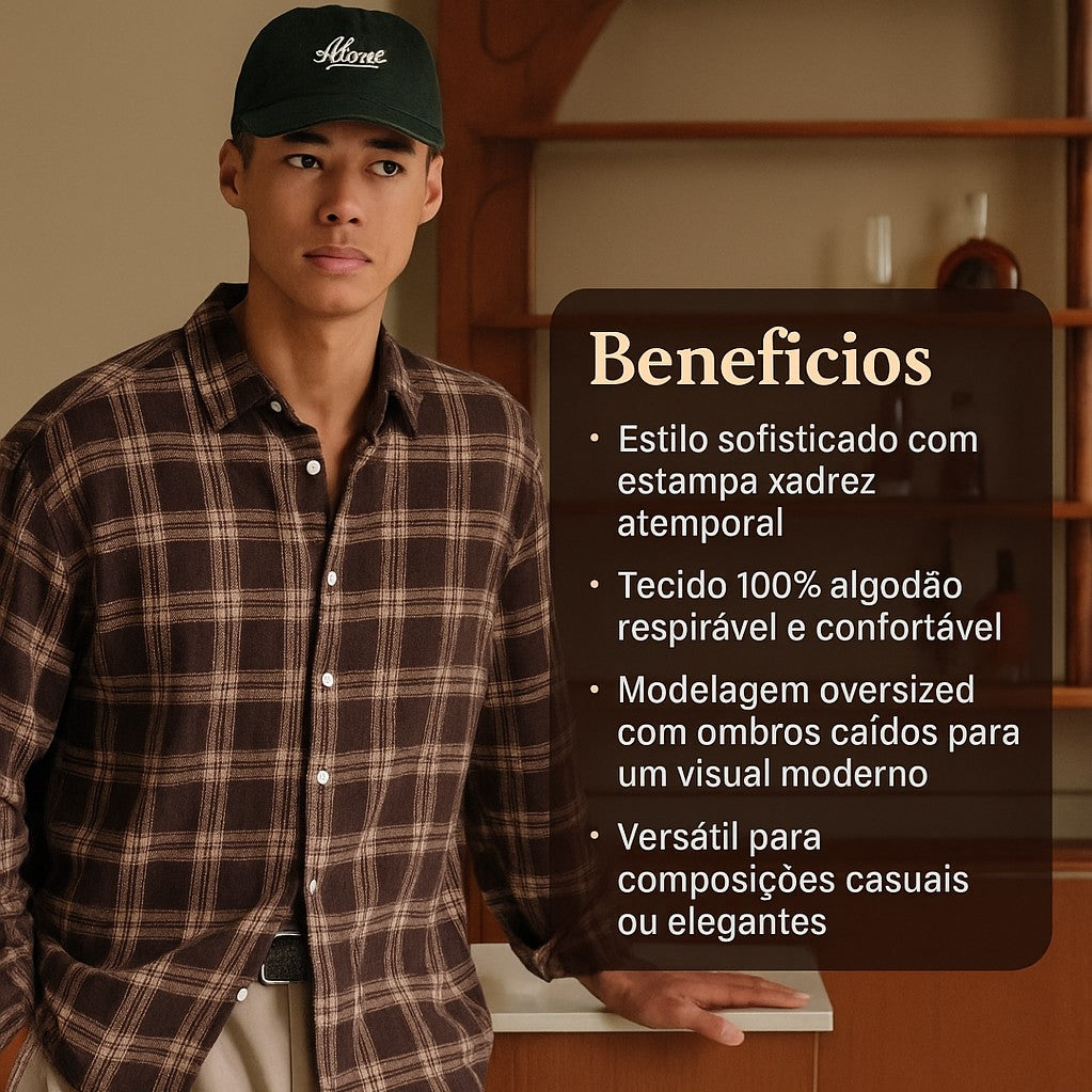 Camisa Xadrez Algodão Oversized - Oliver