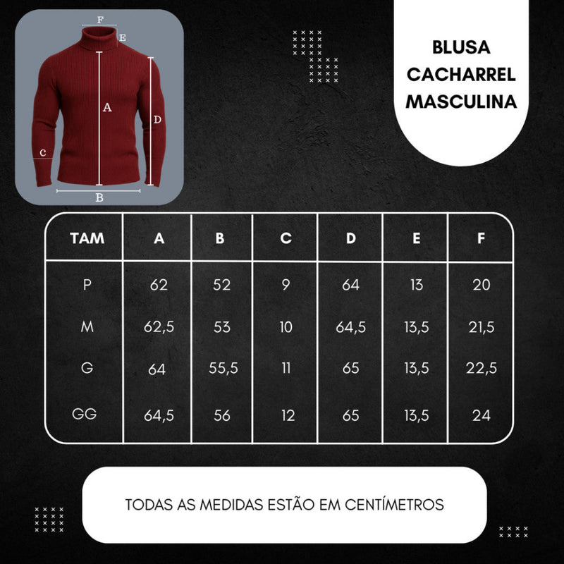 Blusa Cacharrel Masculina Gola Alta Canelada - Helsink | Dom Conrado