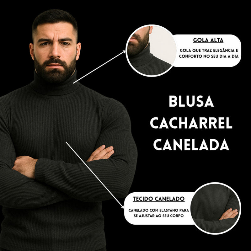 Blusa Cacharrel Masculina Gola Alta Canelada - Helsink | Dom Conrado