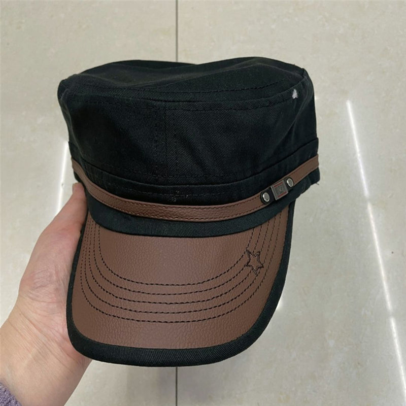 Boina Boné Masculina Estilo Quepe Militar com Aba em Couro - Madara | Dom Conrado