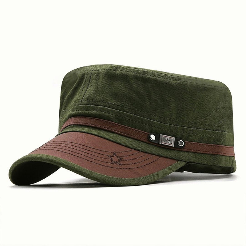 Boina Boné Masculina Estilo Quepe Militar com Aba em Couro - Madara | Dom Conrado