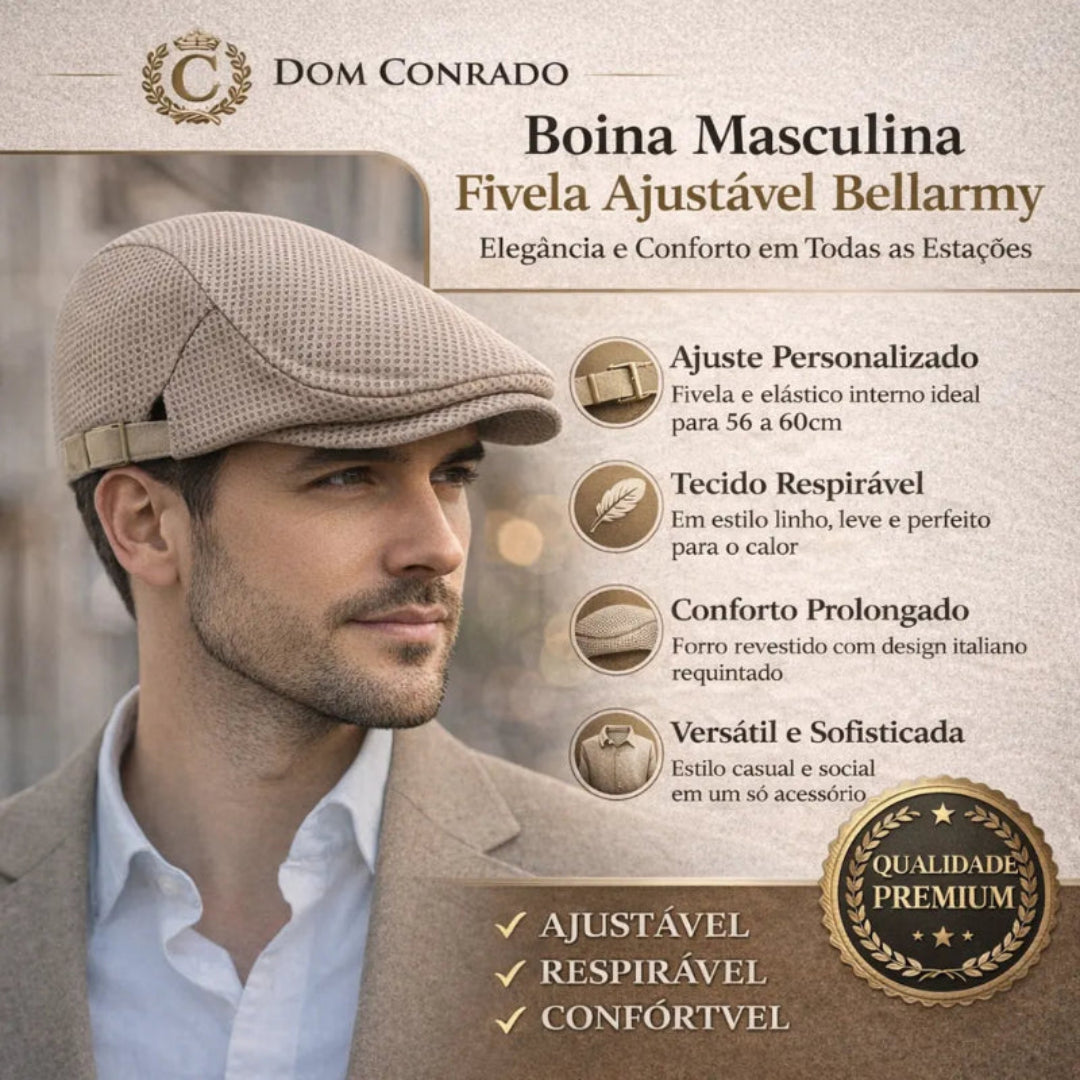 Boina Masculina Fivela Ajustável - Bellarmy | Estilo e Conforto – Dom Conrado